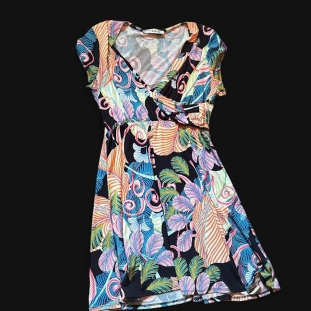 Made in USA Midi Dress All Over Colorful Print Chetta B